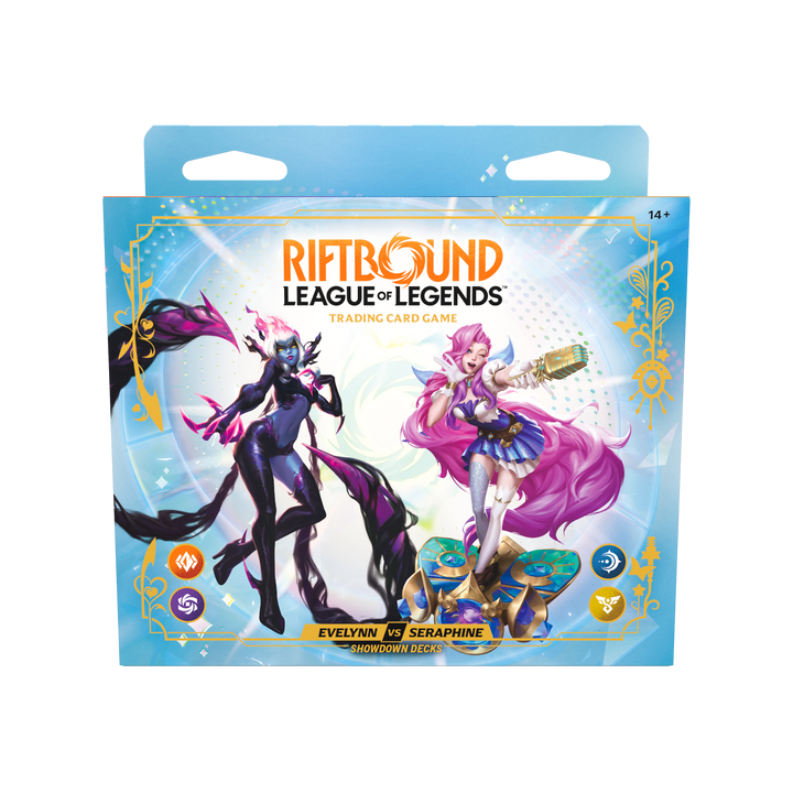Riftbound Radiance Evelynn vs Seraphine English Showdown Deck set, retail box front