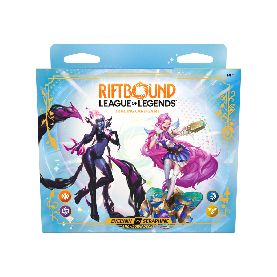 Riftbound Radiance Evelynn vs Seraphine English Showdown Deck set, retail box front