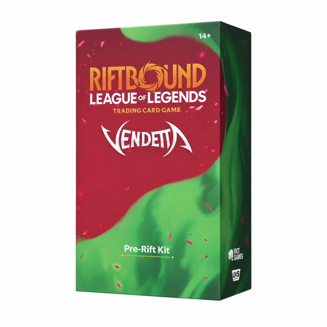 Riftbound League of Legends TCG Vendetta Pre-Rift Kit English retail box, front three-quarter view
