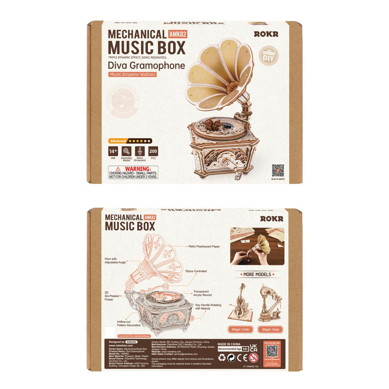 ROKR Diva Gramophone Music Box Wooden 3D Puzzle AMK82 [PRE-ORDER]