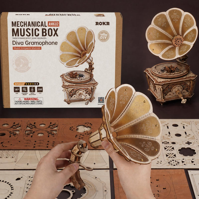 ROKR Diva Gramophone Music Box Wooden 3D Puzzle AMK82 [PRE-ORDER]