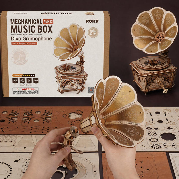 ROKR Diva Gramophone Music Box Wooden 3D Puzzle AMK82 [PRE-ORDER]