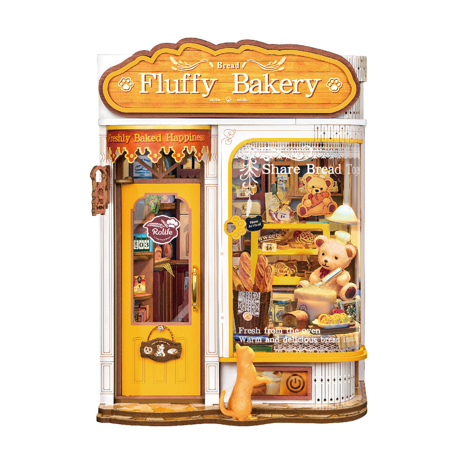 Complete Fluffy Bakery book nook on a white background