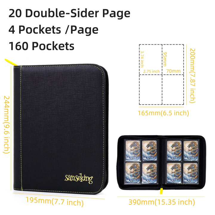 Sanseking - Black Grid 4 Pocket PU Binder With Waffle Pages - View 7