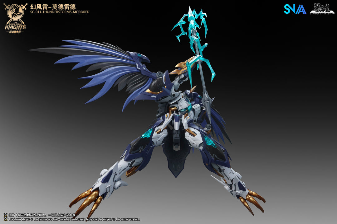 SNAA SC-011 Thunderstorms Mordred 1/144 model kit official colour image - raised energy spear pose