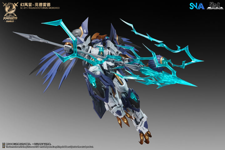 SNAA SC-011 Thunderstorms Mordred 1/144 model kit official colour image - flying pose with energy spear