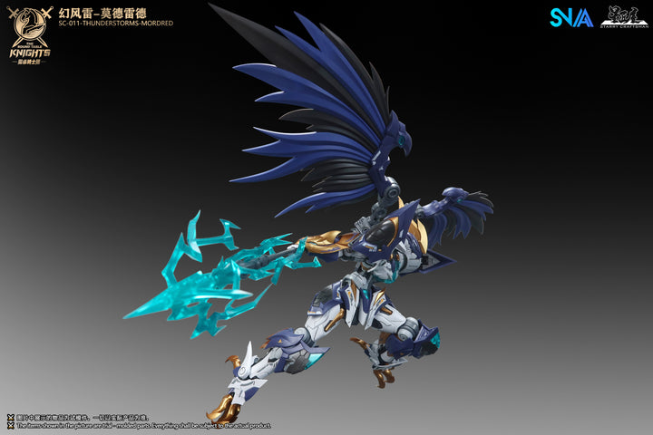 SNAA SC-011 Thunderstorms Mordred 1/144 model kit official colour image - side attack pose with wings