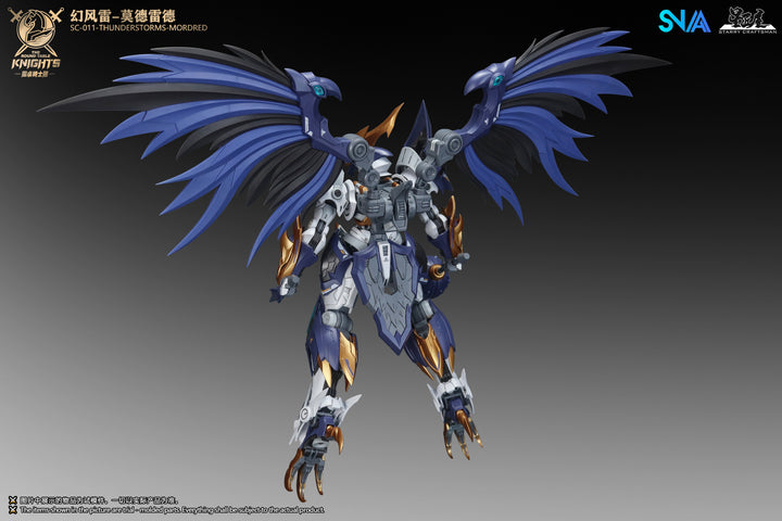 SNAA SC-011 Thunderstorms Mordred 1/144 model kit official colour image - rear view with wings extended