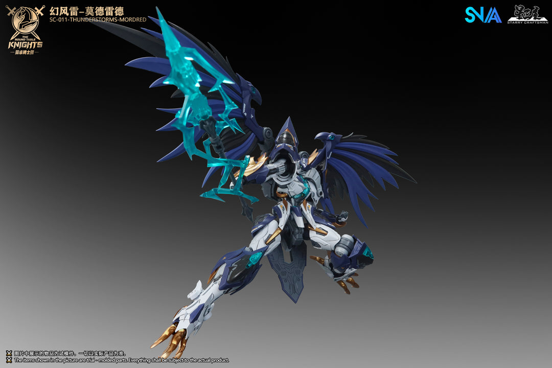 SNAA SC-011 Thunderstorms Mordred 1/144 model kit official colour image - overhead energy weapon pose