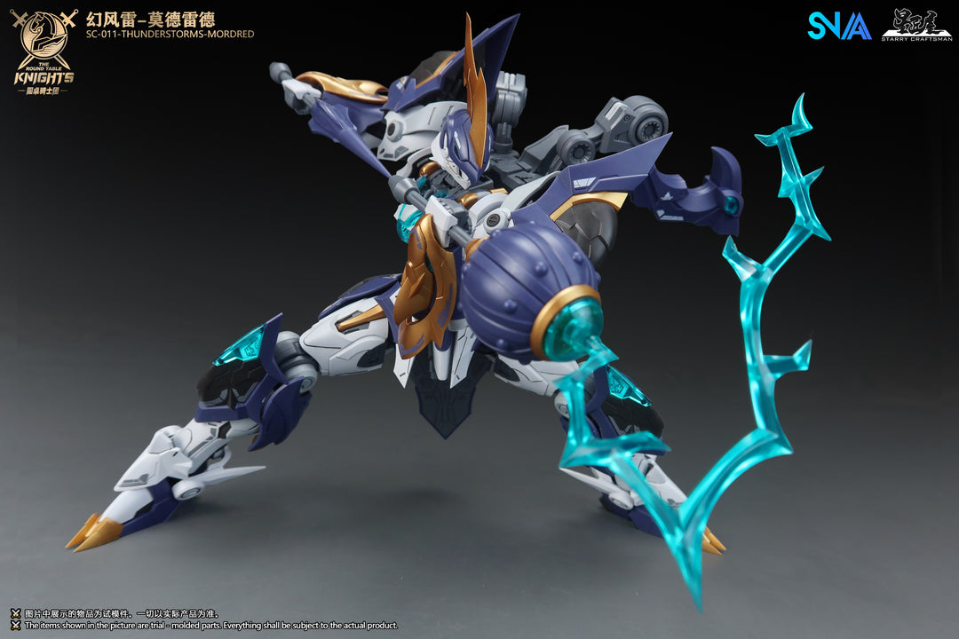 SNAA SC-011 Thunderstorms Mordred 1/144 model kit official colour image - energy weapon pose without wings