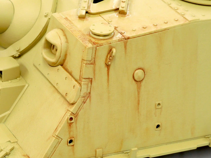 Tamiya Deep Brown Accent Color creates darker rust streaks on a military model